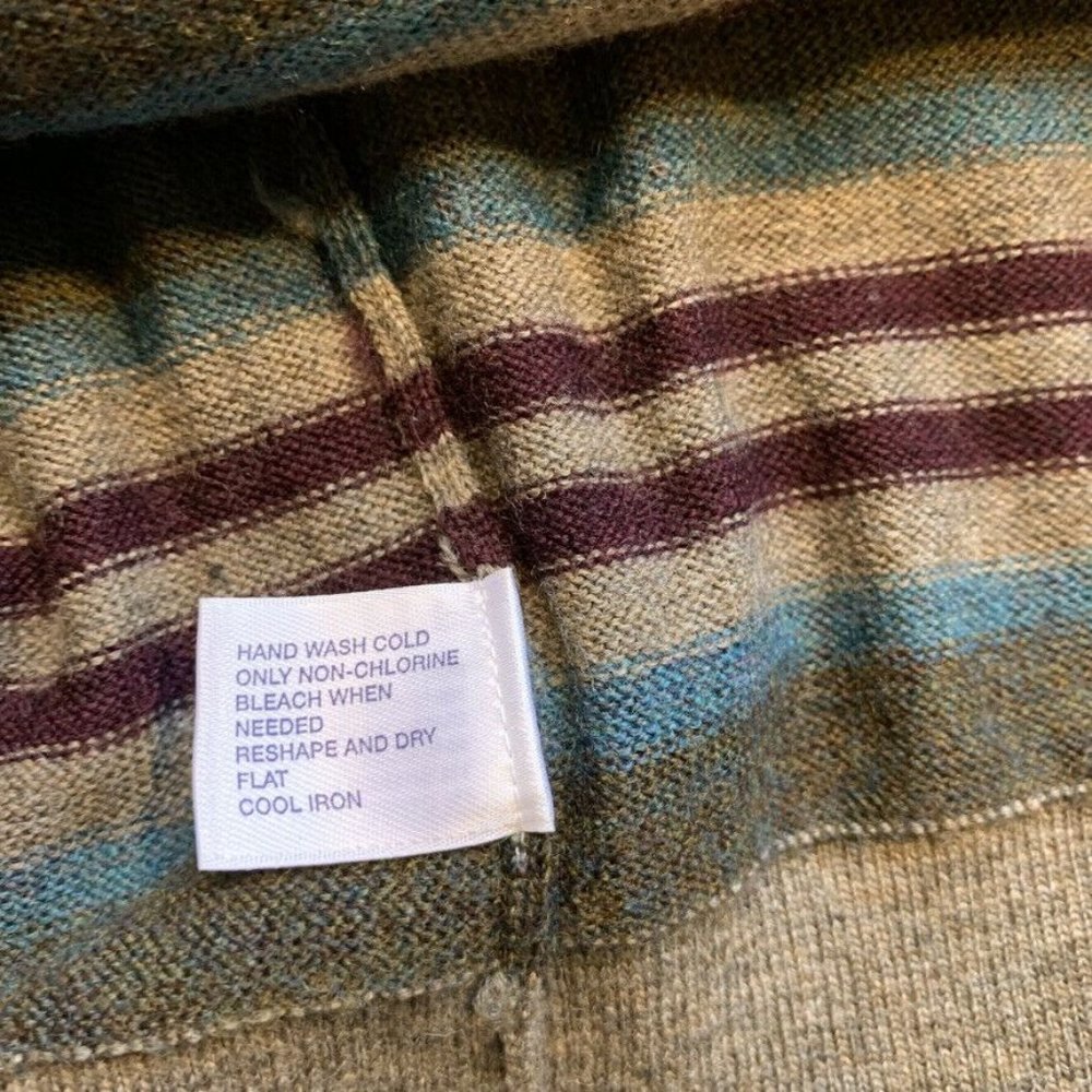 NEW Banana‎ Republic Italian 100% Merino Wool Sweater Pullover Striped V Neck XL - Picture 9 of 12